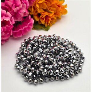 72” Silver Gray Metallic Crystal Opera Necklace 7.8mm Continuous Strand